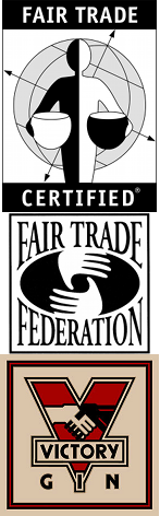 fair trade logos and victory gin